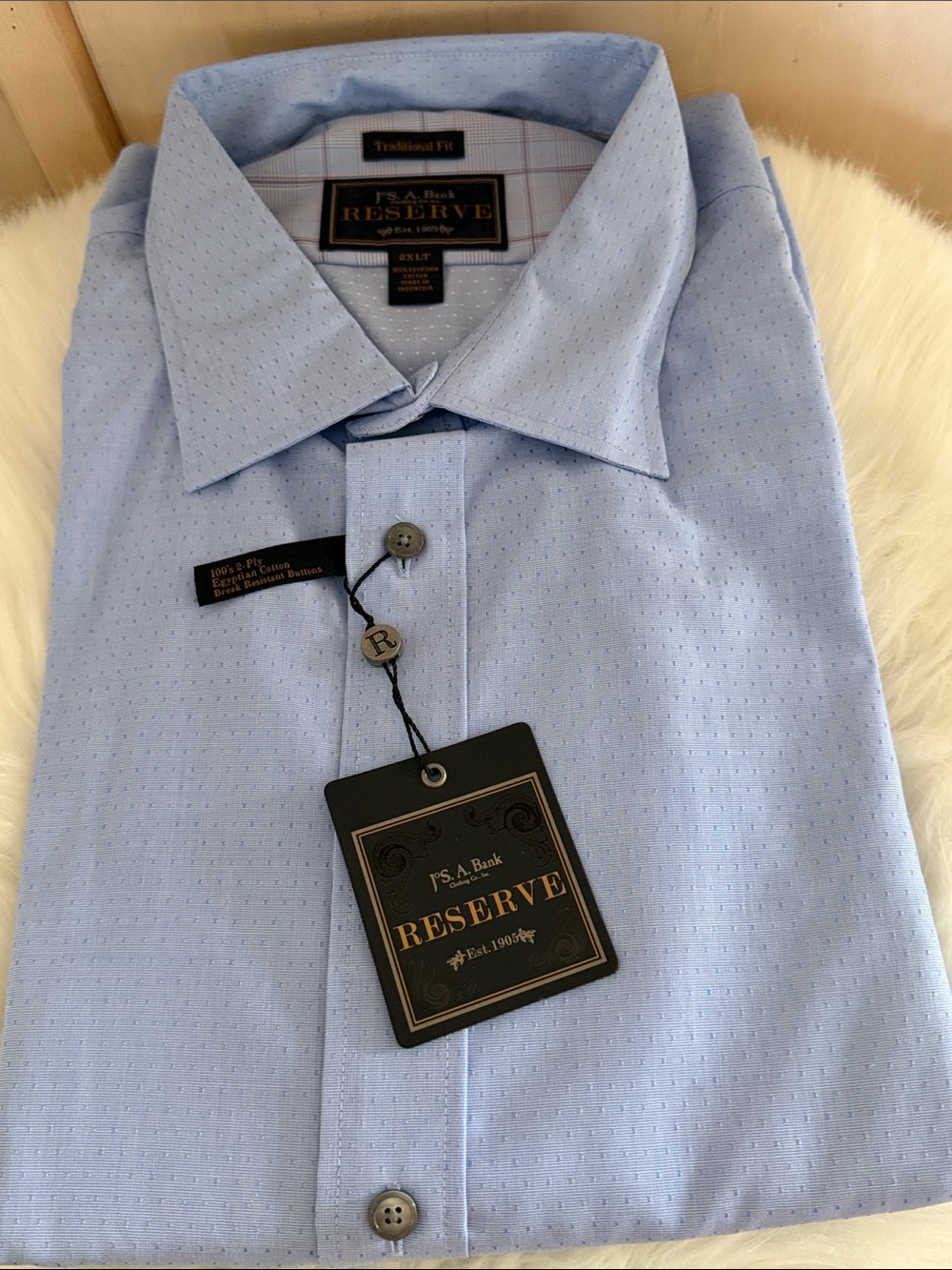 Jos. A. Bank Reserve Egyptian Cotton Light Blue Micro Dot Dress Shirt